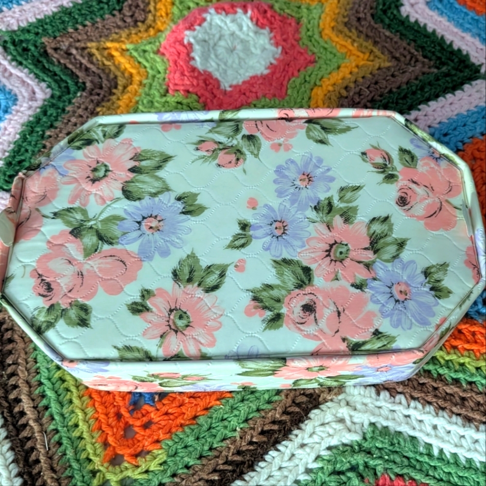 Fabric Covered Vintage Box. Cartonnage Box. Shabby Chic Box Vintage Storage Box
